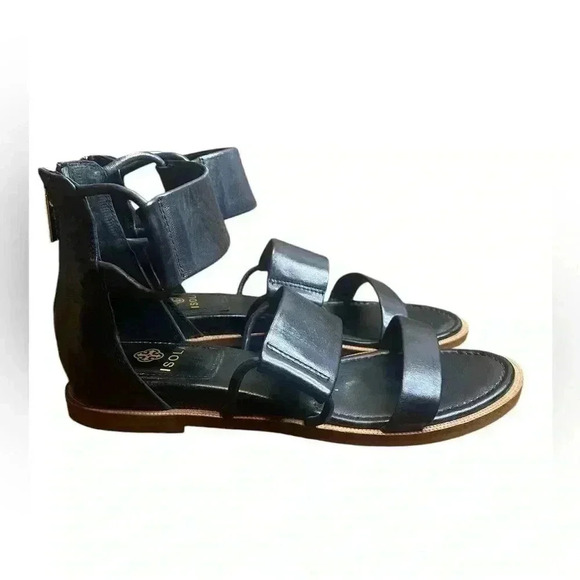 ISOLA women black gladiator sandals back zip gently used no flaws - Picture 1 of 8